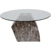 Masuta de cafea Rocky, metal, sticla securizata, gri, D.90 cm, 70702