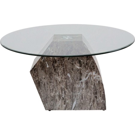 Masuta de cafea Rocky, metal, sticla securizata, gri, D.90 cm, 70702