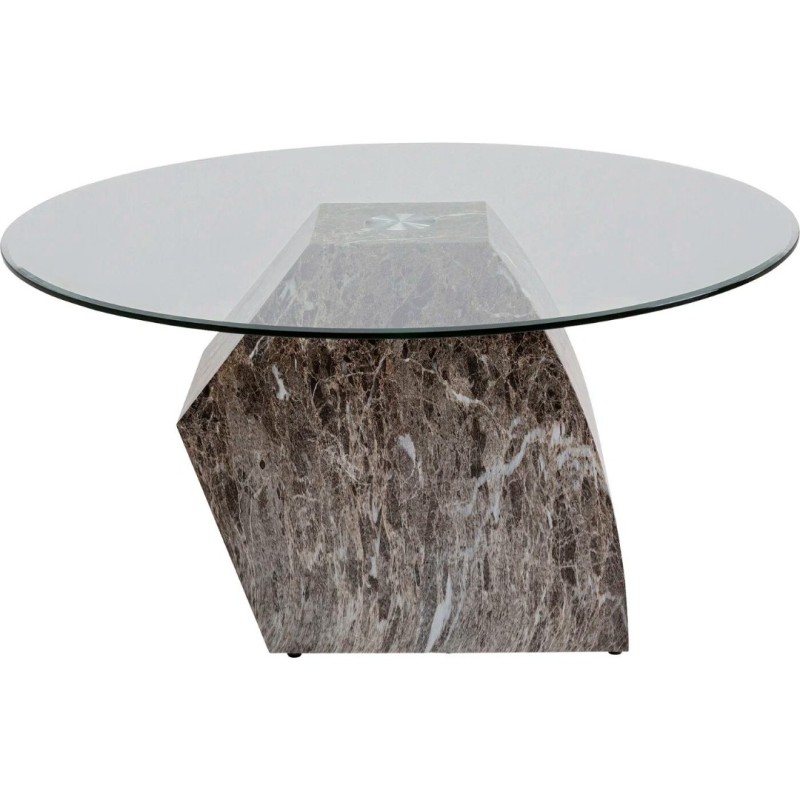 Masuta de cafea Rocky, metal, sticla securizata, gri, D.90 cm, 70702