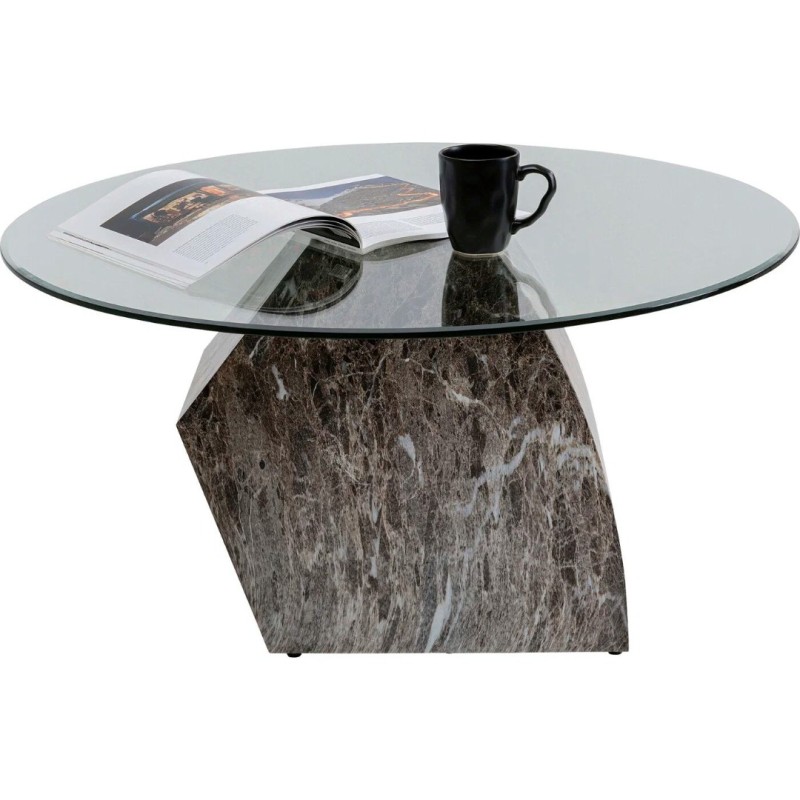 Masuta de cafea Rocky, metal, sticla securizata, gri, D.90 cm, 70702