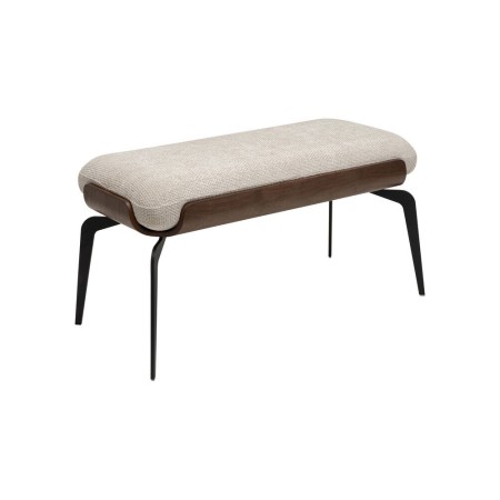 Bancheta Marc, metal, fibra, spuma, lemn, bej, L.95 cm, 70749