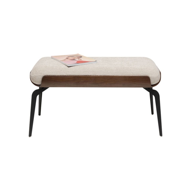 Bancheta Marc, metal, fibra, spuma, lemn, bej, L.95 cm, 70749