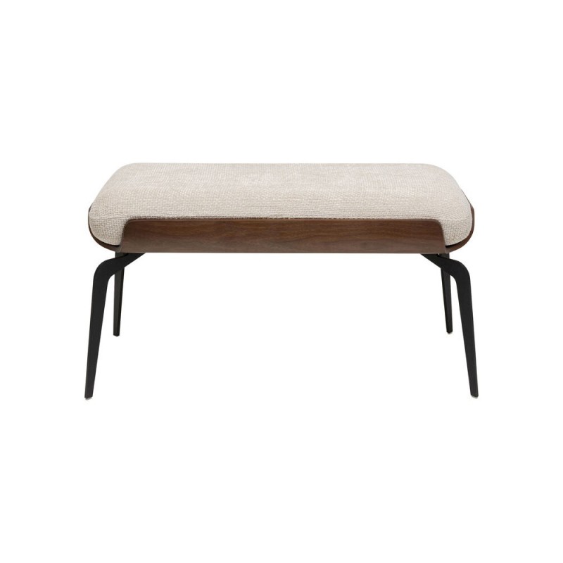 Bancheta Marc, metal, fibra, spuma, lemn, bej, L.95 cm, 70749