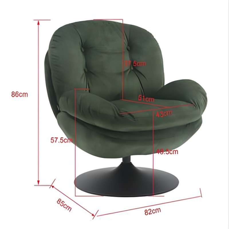 Fotoliu rotativ Cosy, metal, poliester, roz, H.84 cm, 70669