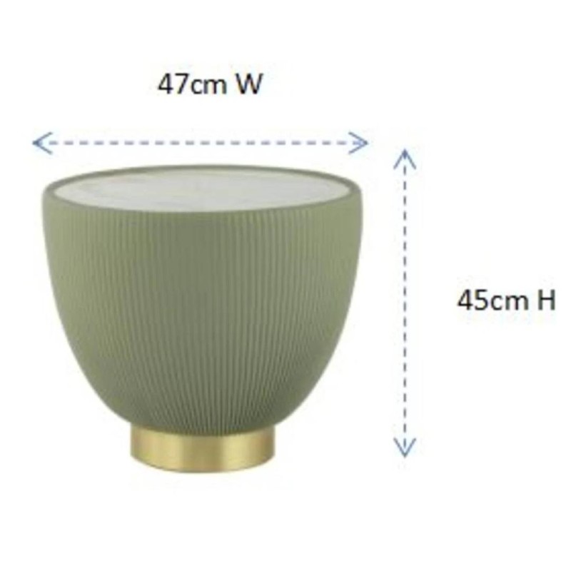 Masuta laterala Vegas, metal, MDF, ceramica, alb/bej, D.47 cm, 70806
