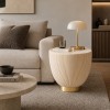 Masuta laterala Vegas, metal, MDF, ceramica, alb/bej, D.47 cm, 70806