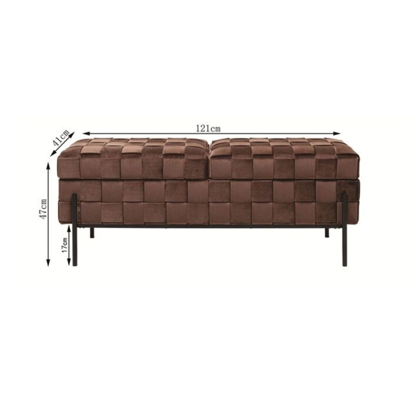 Bancheta Weave Mocca, metal, poliester, maro, L.121 cm, 70931