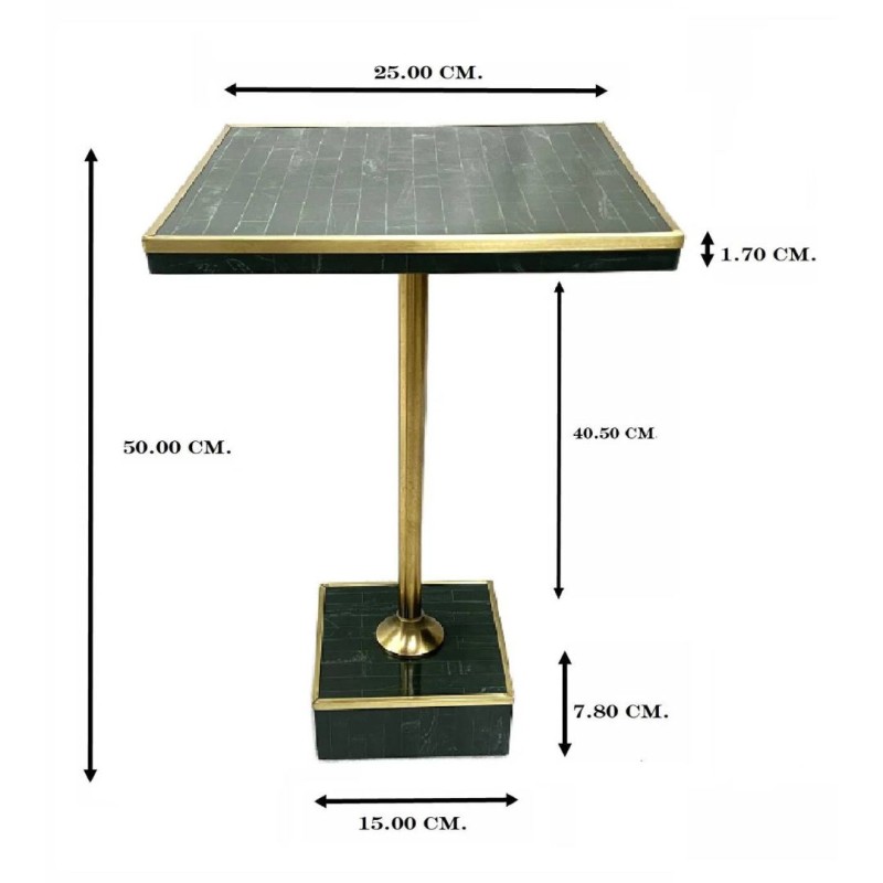 Masuta laterala Loco, metal, MDF, polirasina, verde/auriu, 25X25 cm, 71015