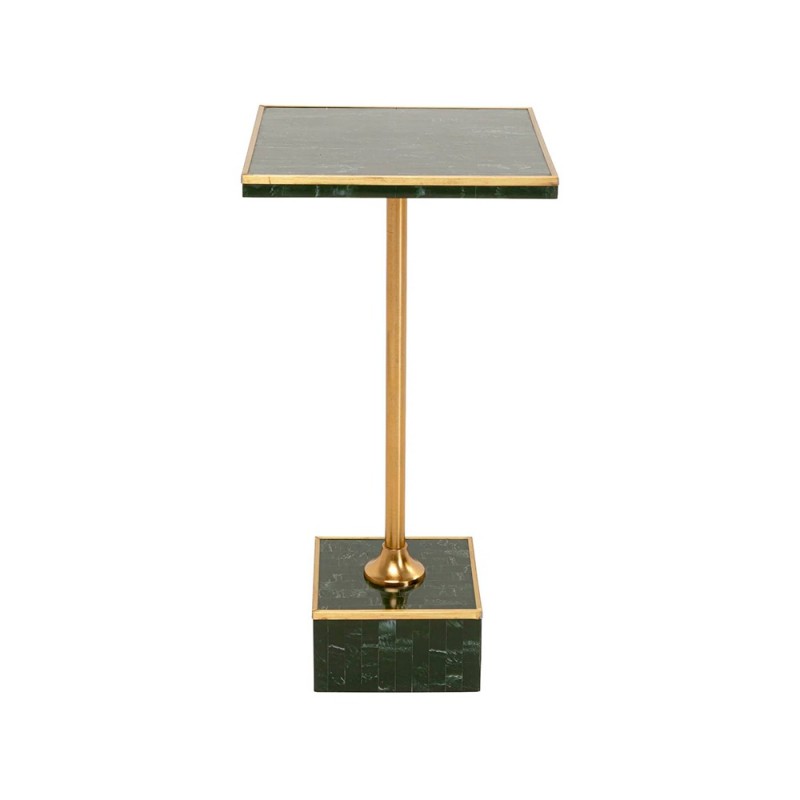 Masuta laterala Loco, metal, MDF, polirasina, verde/auriu, 25X25 cm, 71015