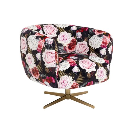 Fotoliu rotativ Peony Roses, metal, poliester, multicolor, H.70 cm, 71057