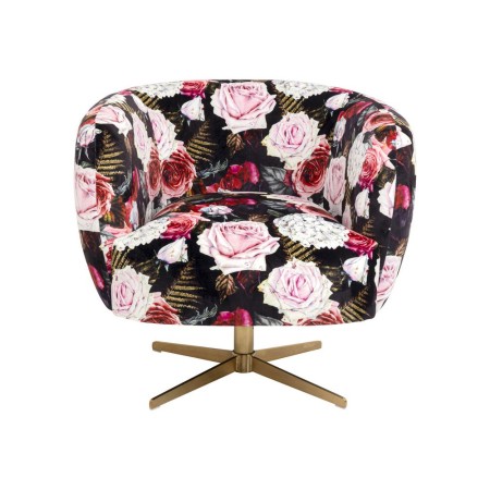 Fotoliu rotativ Peony Roses, metal, poliester, multicolor, H.70 cm, 71057