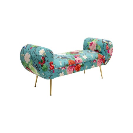 Bancheta Trono Flower Fever, metal, poliester, albastru, L.140 cm, 71150