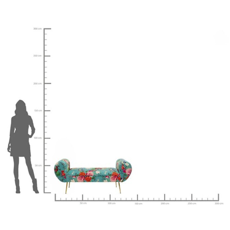 Bancheta Trono Flower Fever, metal, poliester, albastru, L.140 cm, 71150