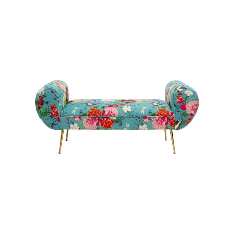 Bancheta Trono Flower Fever, metal, poliester, albastru, L.140 cm, 71150