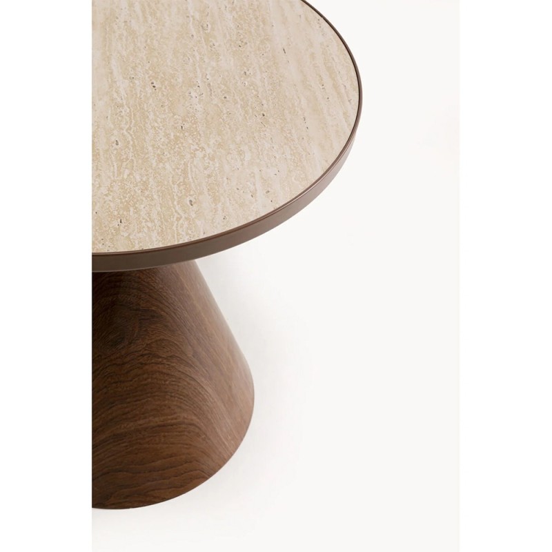 Masuta laterala Cono, metal, MDF, maro/bej, D.50 cm, 71333