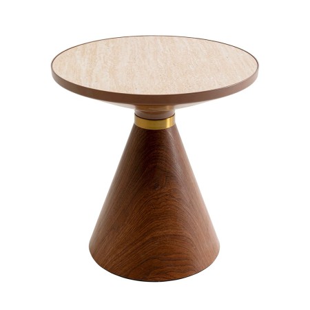 Masuta laterala Cono, metal, MDF, maro/bej, D.50 cm, 71333