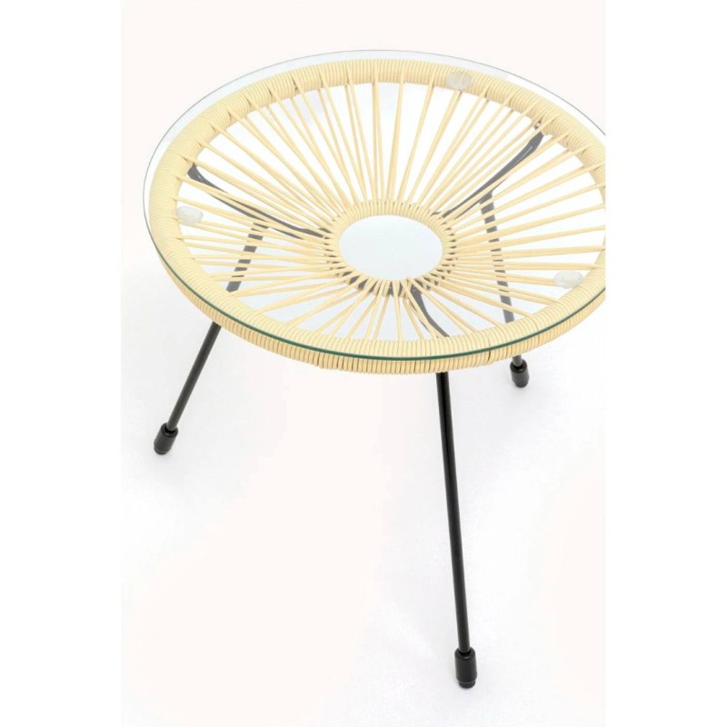 Masuta laterala Acapulco, metal, polietilena, sticla, galbena, D.50 cm, 71334
