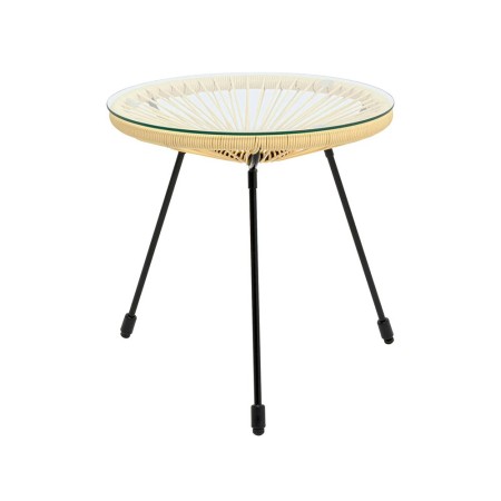 Masuta laterala Acapulco, metal, polietilena, sticla, galbena, D.50 cm, 71334