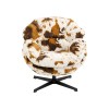 Fotoliu rotativ Cutie Cow, metal, poliester, alb/maro, H.85 cm, 71569