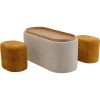 Bancheta cu depozitare Acapella, MDF, spuma, poliester, crem/maro, 3 piese, L.96 cm, 71783