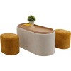 Bancheta cu depozitare Acapella, MDF, spuma, poliester, crem/maro, 3 piese, L.96 cm, 71783