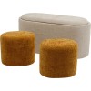 Bancheta cu depozitare Acapella, MDF, spuma, poliester, crem/maro, 3 piese, L.96 cm, 71783