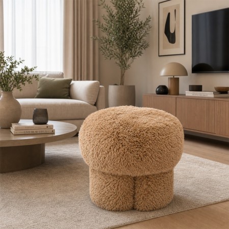 Taburet Softie, MDF, spuma, poliester, taupe, D.49 cm, 71791