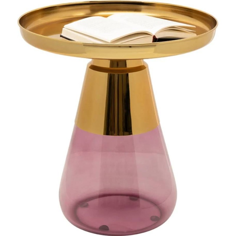 Masuta laterala Bottiglia, metal, sticla, auriu/violet, D.50 cm, 71853