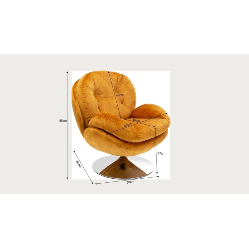 Fotoliu rotativ Cosy, metal, poliester, rosu, H.86 cm, 71886