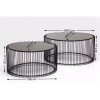 Set 2 masute de cafea Wire, metal, sticla, negru, D.69 cm, 79577