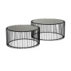 Set 2 masute de cafea Wire, metal, sticla, negru, D.69 cm, 79577