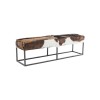 Bancheta Country Life, metal, piele naturala, multicolor, L.140 cm, 80204