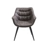 Scaun cu brate Thelma, metal, piele ecologica, gri, H.82 cm, 82243