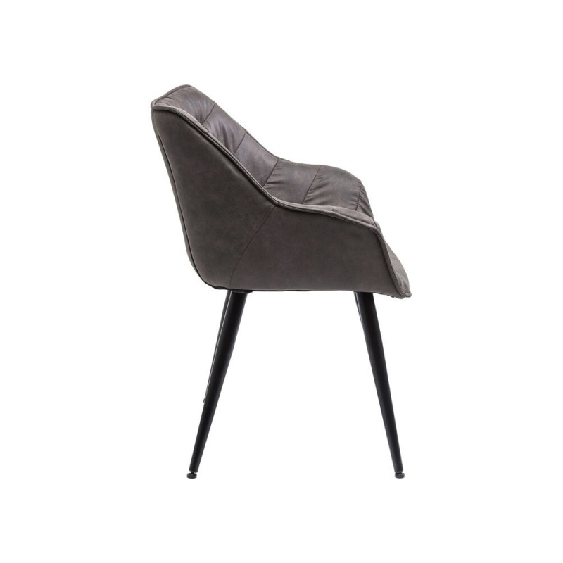 Scaun cu brate Thelma, metal, piele ecologica, gri, H.82 cm, 82243