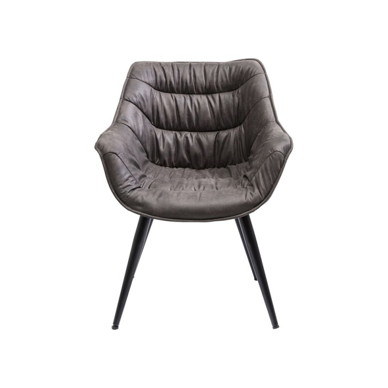 Scaun cu brate Thelma, metal, piele ecologica, gri, H.82 cm, 82243