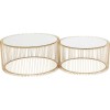 Set 2 masute de cafea Wire, metal, sticla, auriu, D.69 cm, 83456