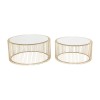 Set 2 masute de cafea Wire, metal, sticla, auriu, D.69 cm, 83456