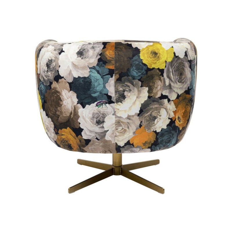 Fotoliu rotativ Peony Flower, metal, poliester, multicolor, H.70 cm, 84685