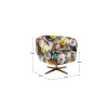 Fotoliu rotativ Peony Flower, metal, poliester, multicolor, H.70 cm, 84685