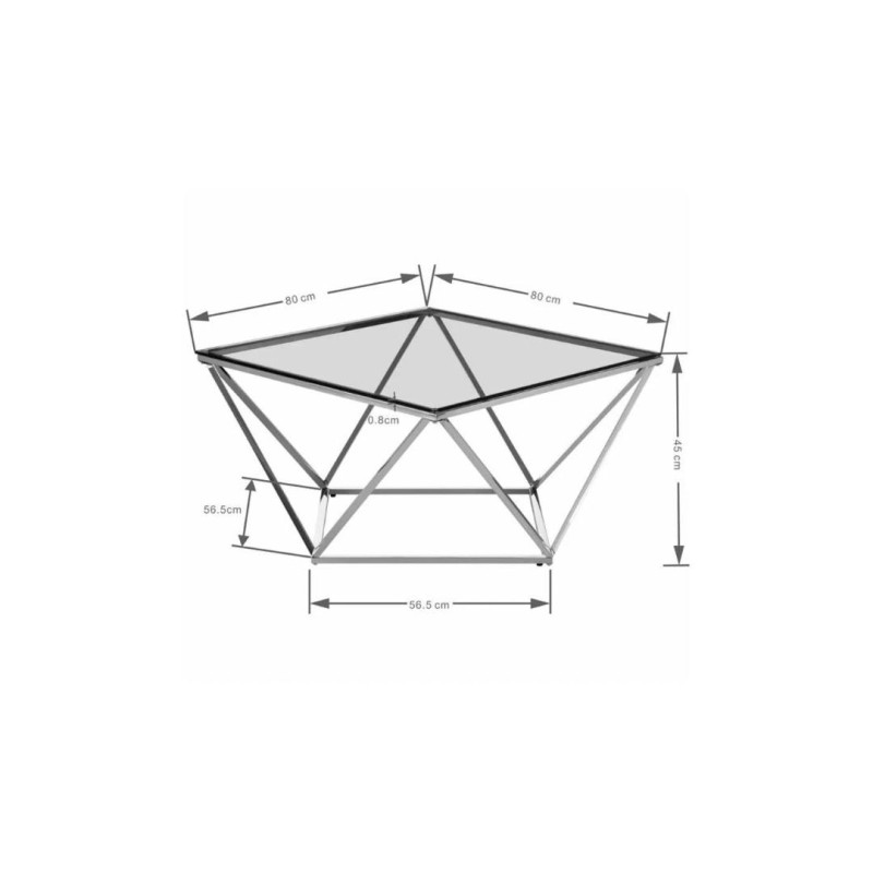 Masuta de cafea Cristallo, metal, sticla securizata, crom/transparent, D.80 cm, 85030