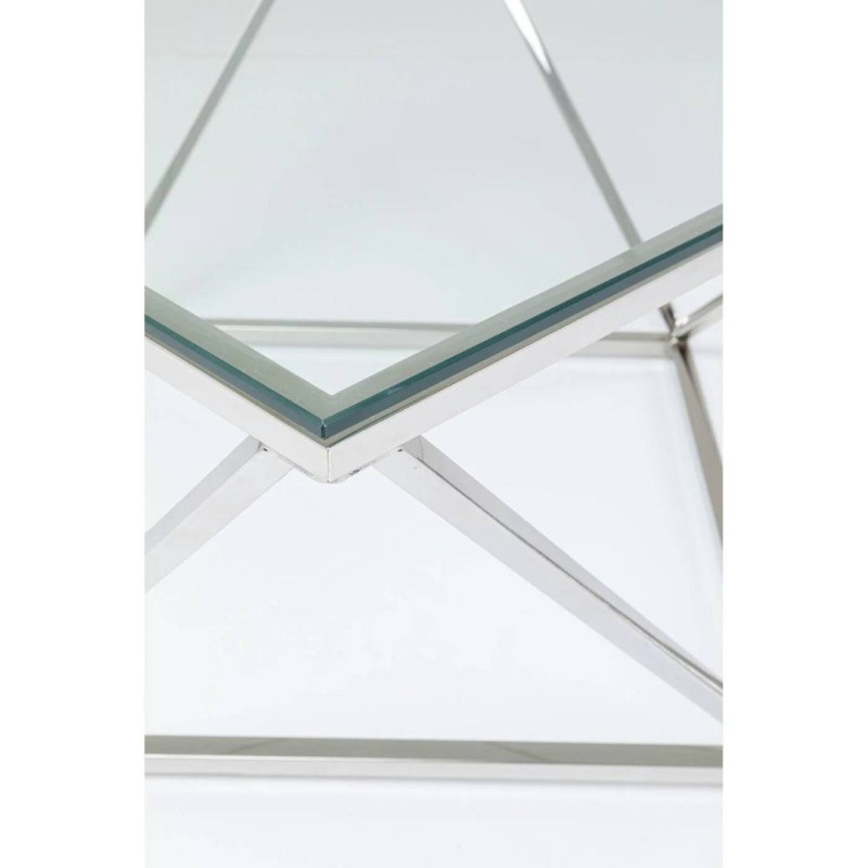 Masuta de cafea Cristallo, metal, sticla securizata, crom/transparent, D.80 cm, 85030