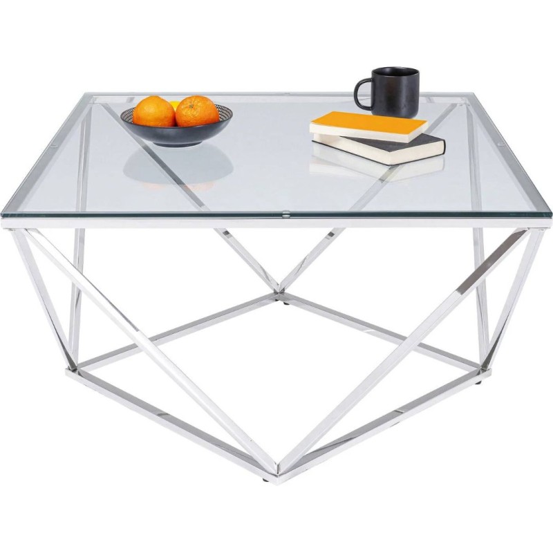 Masuta de cafea Cristallo, metal, sticla securizata, crom/transparent, D.80 cm, 85030
