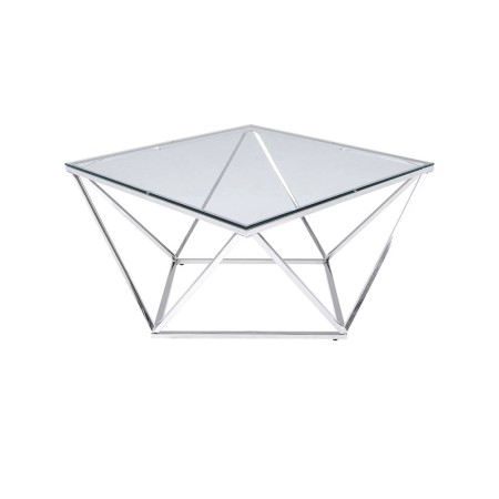 Masuta de cafea Cristallo, metal, sticla securizata, crom/transparent, D.80 cm, 85030