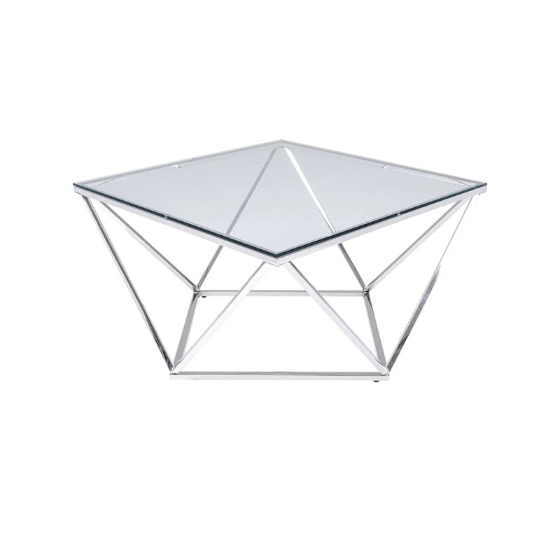 Masuta de cafea Cristallo, metal, sticla securizata, crom/transparent, D.80 cm, 85030