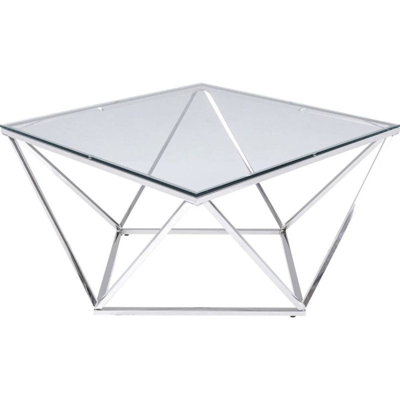 Masuta de cafea Cristallo, metal, sticla securizata, crom/transparent, D.80 cm, 85030