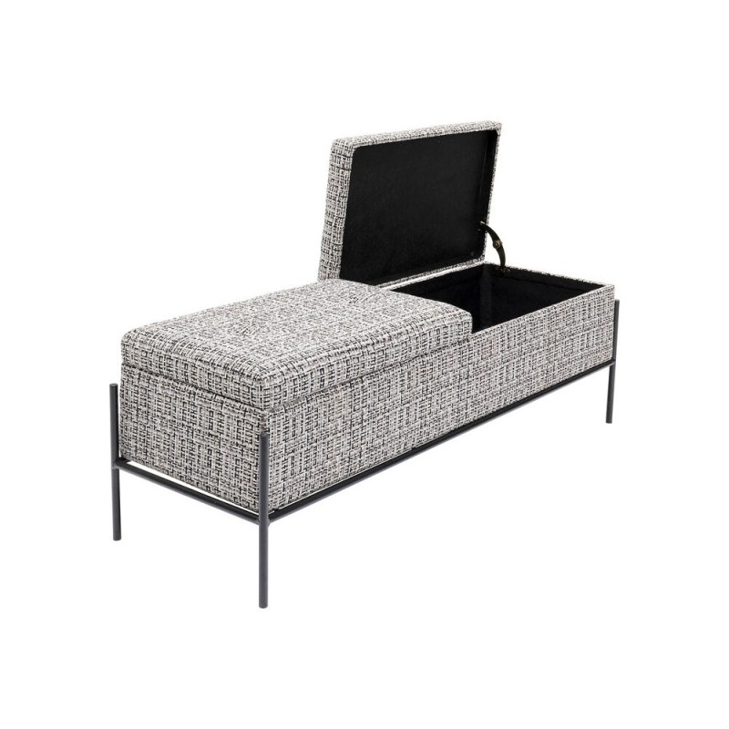 Bancheta cu depozitare Buttons, metal, poliester, alb/negru, L.120 cm, 85051