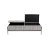 Bancheta cu depozitare Buttons, metal, poliester, alb/negru, L.120 cm, 85051