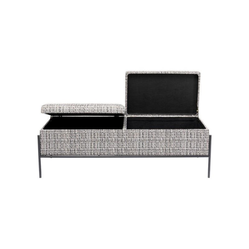 Bancheta cu depozitare Buttons, metal, poliester, alb/negru, L.120 cm, 85051