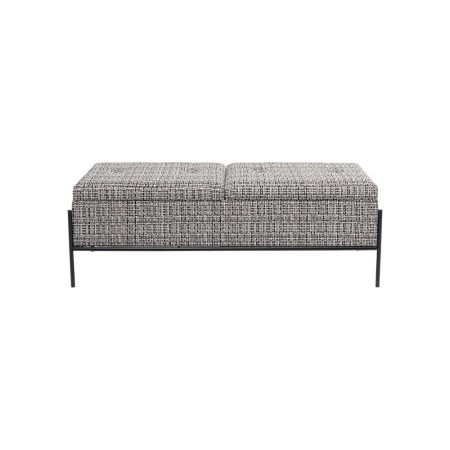 Bancheta cu depozitare Buttons, metal, poliester, alb/negru, L.120 cm, 85051