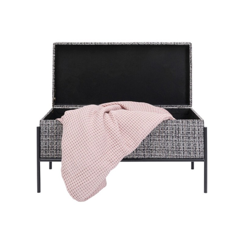Bancheta cu depozitare Buttons, metal, poliester, alb/negru, L.80 cm, 85300